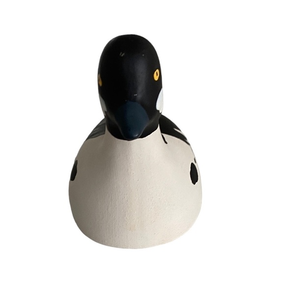 Duck Decoy Black and White Small Hand Painted and Signed Ceramic Figurine - Picture 2 of 10
